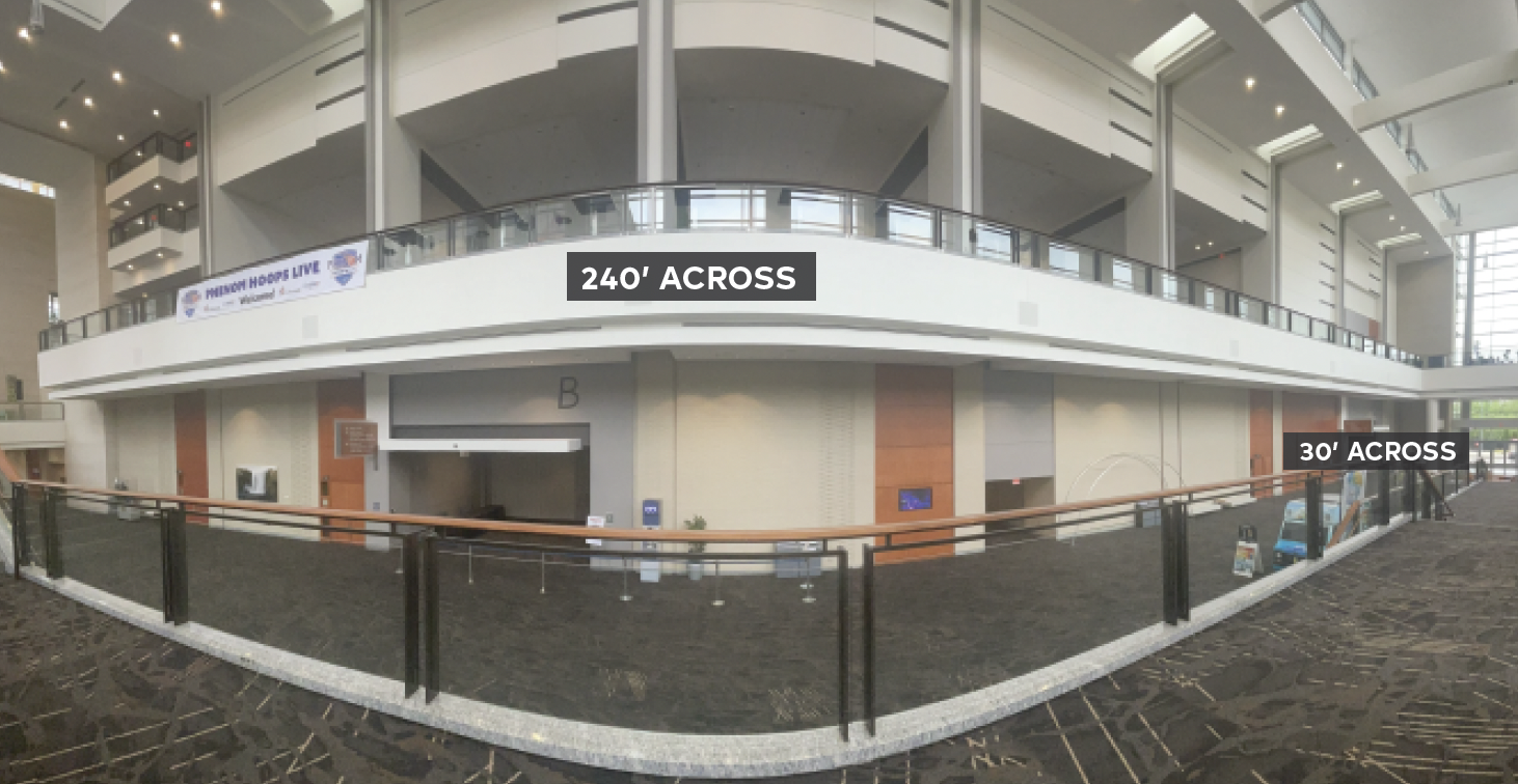 View from level below North Hallway showing full range 240' across.